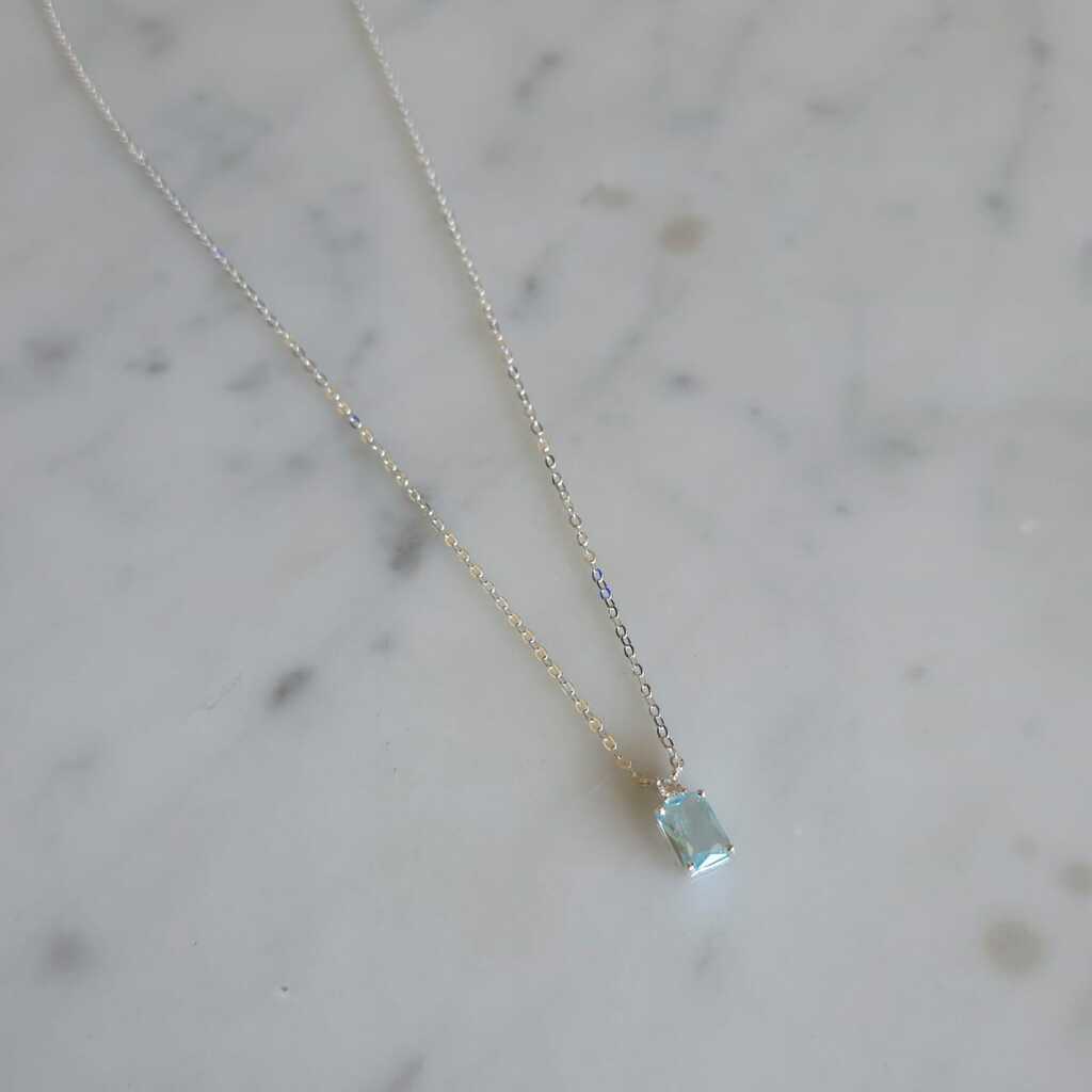 COLLAR AGUAMARINA PLATA 925 - Magnolia Joyas