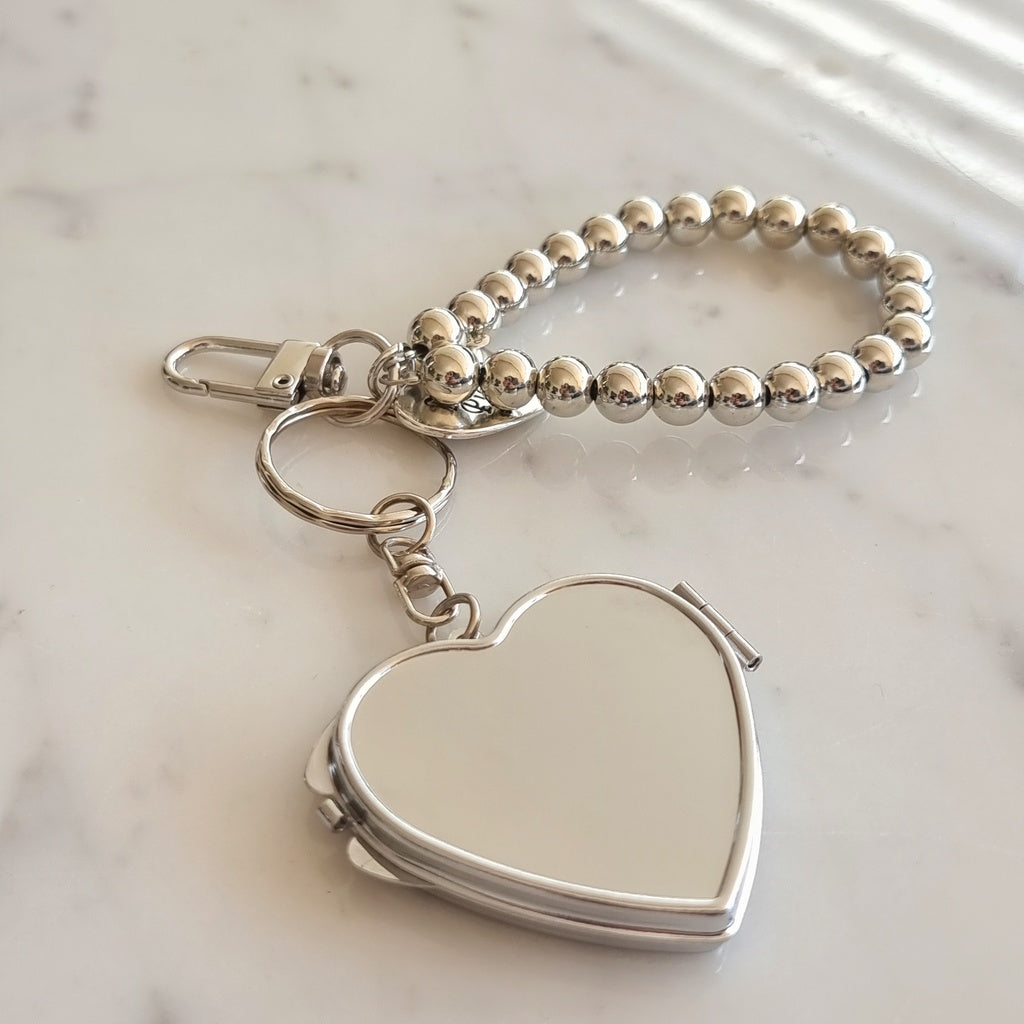 LLAVERO CORAZÓN ESPEJO GRABADO - Magnolia Joyas