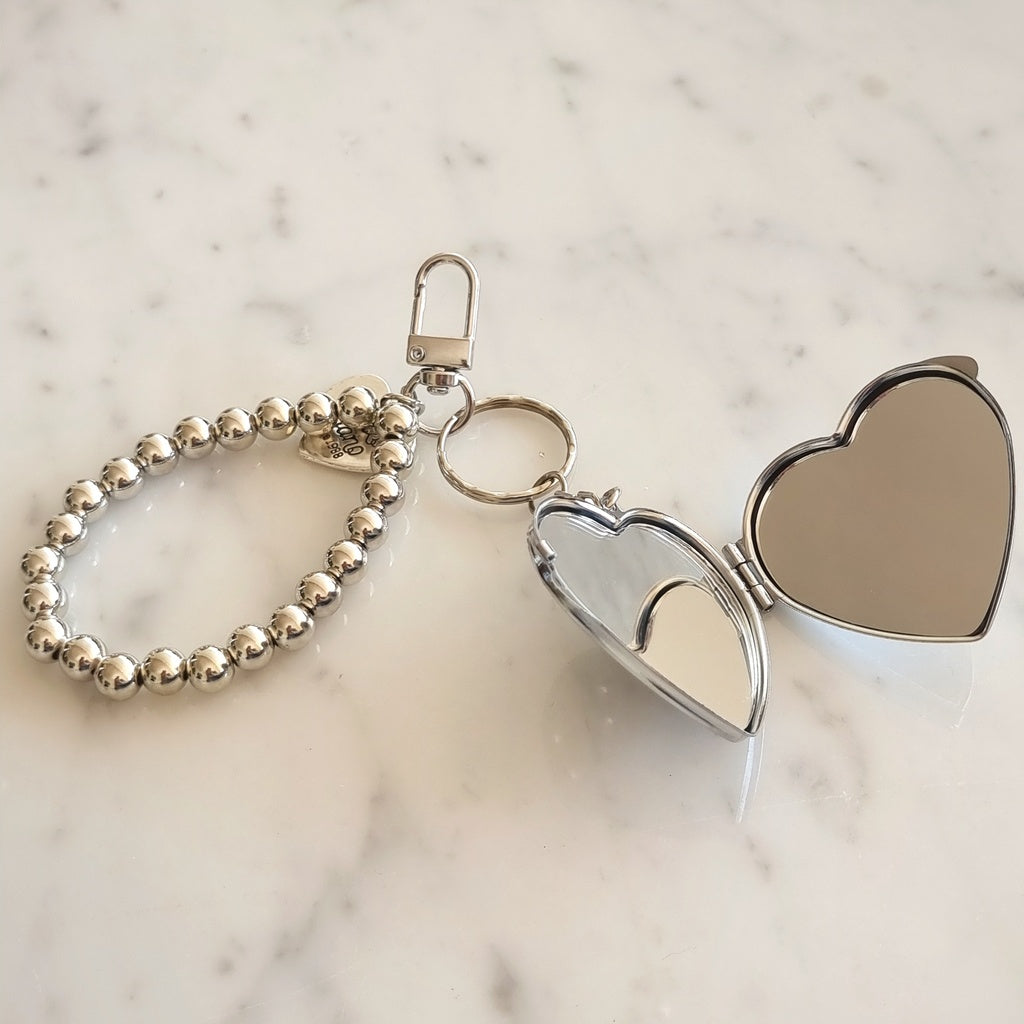 LLAVERO CORAZÓN ESPEJO GRABADO - Magnolia Joyas