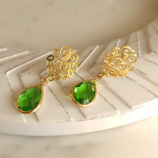 AROS GOTA VERDE - Magnolia Joyas