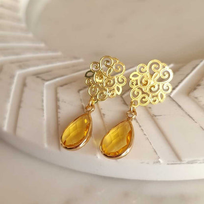 AROS GOTA AMARILLOS - Magnolia Joyas