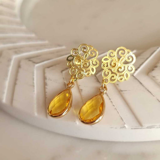 AROS GOTA AMARILLOS - Magnolia Joyas