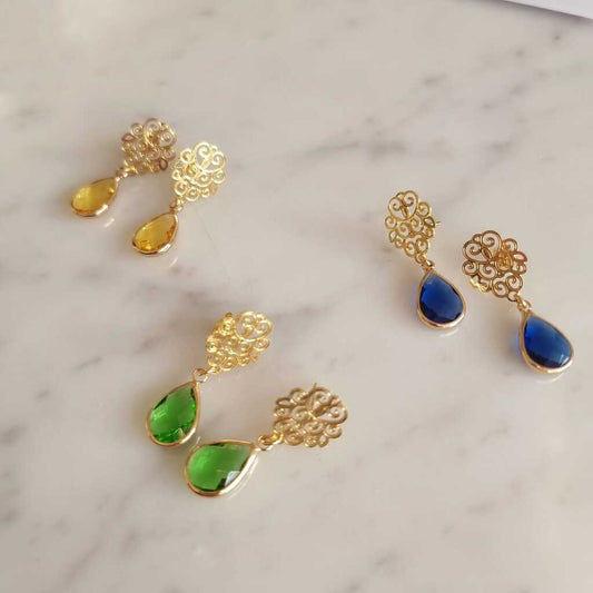 AROS GOTA AZULES - Magnolia Joyas
