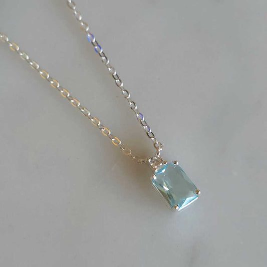 COLLAR AGUAMARINA PLATA 925 - Magnolia Joyas