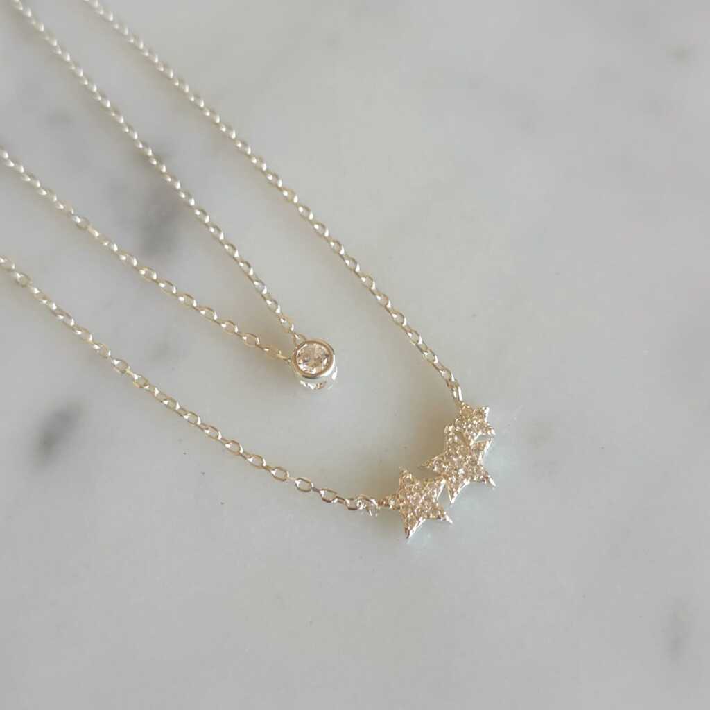 COLLAR ESTRELLADO DOBLE PLATA 925 - Magnolia Joyas