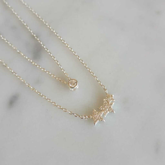 COLLAR ESTRELLADO DOBLE PLATA 925 - Magnolia Joyas