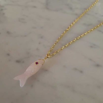 COLLAR PEZ CUARZO ROSA