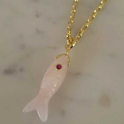 COLLAR PEZ CUARZO ROSA